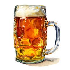 Beer in watercolor style, vector illustration, isolated on white background.