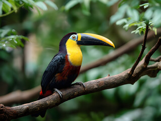 Fototapeta premium Exotic Colorful Toucan Bird in the South American Forest: A Wildlife Birdwatching Adventure