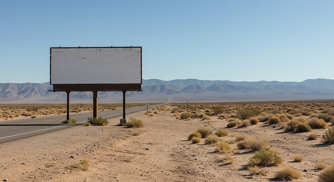 Empty Billboard in Desert Landscape