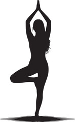 Fototapeta premium Silhouette of a Woman in Tree Pose Practicing Yoga for Wellness and Balance on Transparent