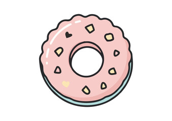 Colorful donut with sprinkles on light background and copy space