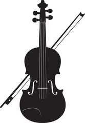 Elegant Violin Silhouette with Bow on Transparent Background for Musical Designs