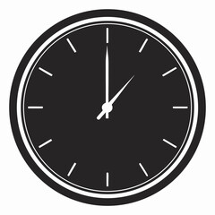 Simple flat clock icon illustrating one oclock for time management concepts and design resources