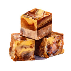 Fudge, watercolor painting, vector illustration, isolated on a white background.