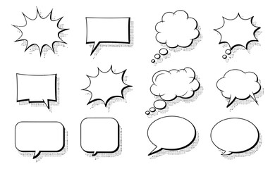 Speech Bubble Icons Set vector and grunge effect comic   bubbles 