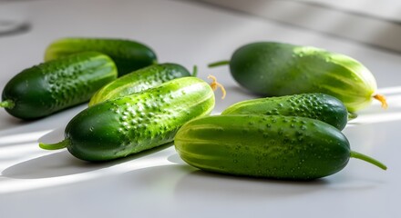 Fresh Cucumbers A Close-Up View of Healthy, Green Vegetables