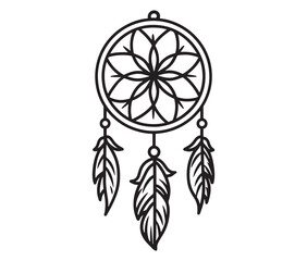 Dreamcatcher Vector Illustration with Feathers