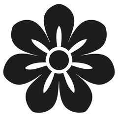 Black silhouette of a simple single flower bloom with six petals design vector illustration