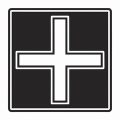 Fototapeta premium Isolated vector illustration of a simple geometric plus sign within a square outline on white background