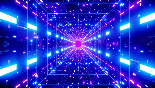 Futuristic neon tunnel (1) - Powered by Adobe