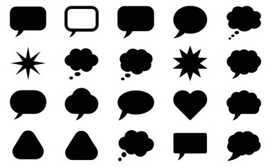 Set of speech bubble silhouette and various speech bubble vector design white background