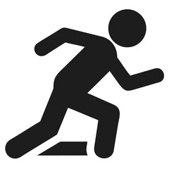 Dynamic black silhouette of a person running with side profile showing exercise and motion