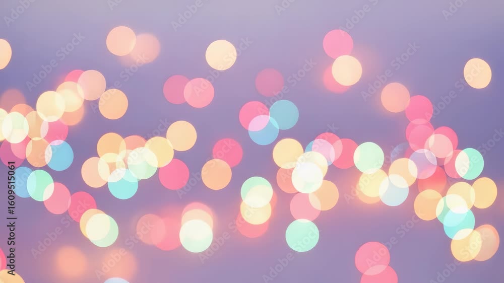 Poster abstract background with blurred colorful bokeh lights on a light purple backdrop. festive mood with
