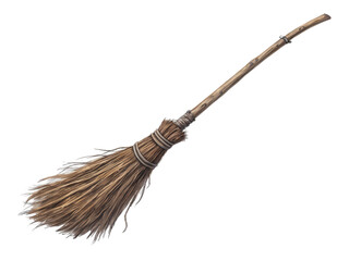 A Rustic Twig Broom A Detailed Closeup on transparent background