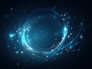 Spiral Particle Trails Orbiting Central Glowing Orb in Cosmic Molecular Vortex