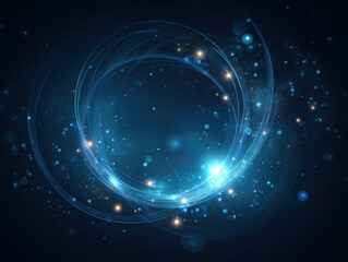 Spiral Particle Trails Orbiting Central Glowing Orb in Cosmic Molecular Vortex