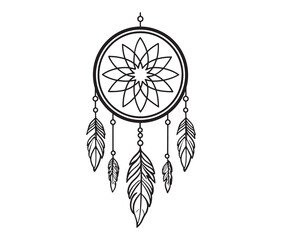 Dreamcatcher Vector Illustration with Feathers