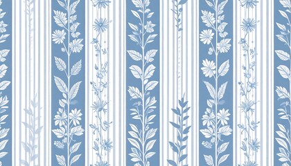 Light blue vertical striped floral pattern