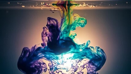 Vibrant Rainbow Ink Exploding Underwater Abstract - Powered by Adobe