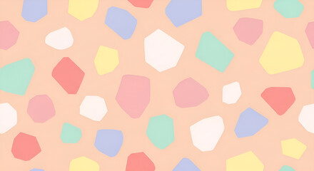 Pastel Terrazzo Seamless Pattern: Abstract Background With Soft Colors And Geometric Shapes