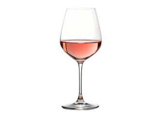 A Glass of Refreshing Ros Wine Elegant Stemware and Pale Pink Beverage on transparent background