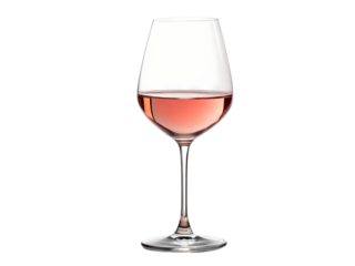 A Glass of Refreshing Ros Wine Elegant Stemware and Pale Pink Beverage on transparent background