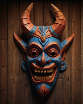Traditional Boruca Devil Mask with Dramatic Lighting
