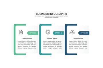 design template banner infographic. 3 step process information or presentation with icons
