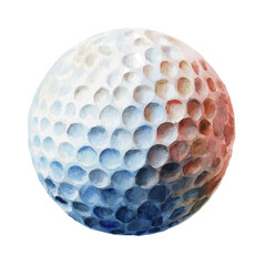 Watercolor vector illustration of Golf Ball, isolated on white background.