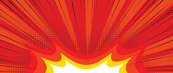 red comic background with explosion effect cartoon style design