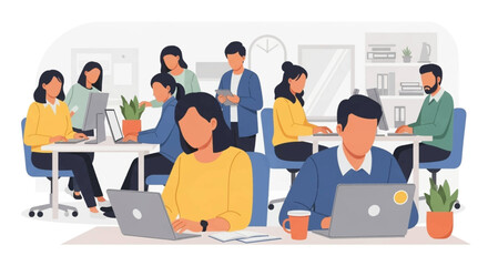 Diverse team of professionals working collaboratively in a modern office, ideal for business websites and marketing materials.