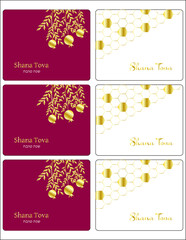 Shana Tova label design with pomegranate and honeycomb 