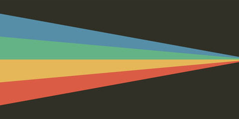 Abstract background of rainbow groovy Wavy Line design in 1970s Hippie Retro style.