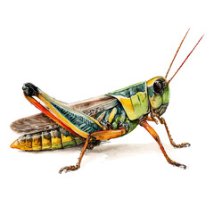 Watercolor vector illustration of Cricket, isolated on white background.