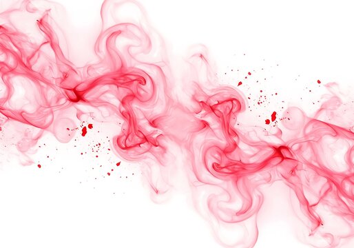 Swirling red smoke or liquid with splattered droplets. - Powered by Adobe