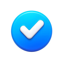 Checkmark Icon: A vibrant, photorealistic checkmark icon in a circle, set against a bright background, perfect for highlighting choices, options, confirmation and validation.