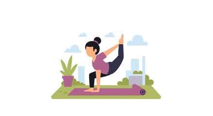 Woman practicing yoga outdoors, perfect for wellness websites or fitness brochures.