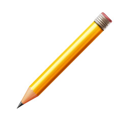 Plastic cartoon 3d icon of pencil isolated on white background. PNG