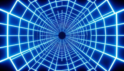 Fototapeta premium Neon grid tunnel effect