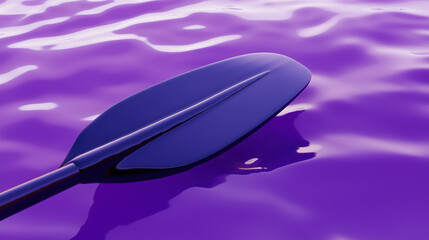 an overhead shot captures a paddle on a purple water surface, creating a serene abstract composition. The paddle's shape adds a dynamic element