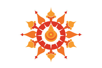 Mandala Design with Conch Shells and Temple Bells Ornate Circular Pattern