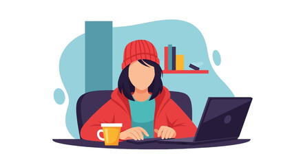 Woman working on laptop at home, perfect for blog posts about remote work or freelance lifestyle.