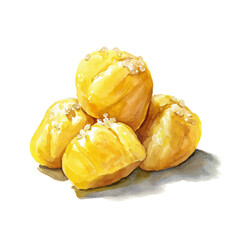 Watercolor vector illustration of Gnocchi, isolated on white background.