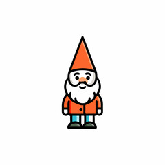 Happy gnome raising his arms minimalist logo, Icon, element vector illustration