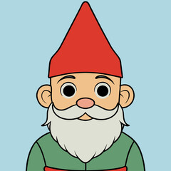 Cute Cartoon Gnome in Nature. Vector illustration of a dwarf man with red Creative vector cartoon illustration