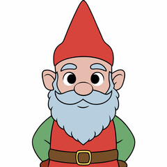 Cute Cartoon Gnome in Nature. Vector illustration of a dwarf man with red Creative vector cartoon illustration