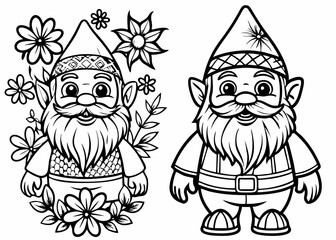 Cute garden gnomes spring clipart. Fun character set cartoon vector illustration.
