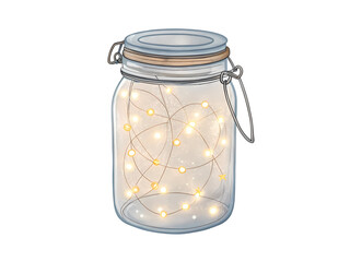 Mason Jar Solar Light Warm Ambient Glow on transparent background