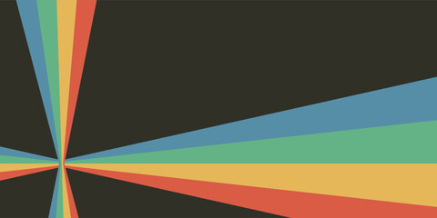 Abstract background of rainbow groovy Wavy Line design in 1970s Hippie Retro style.Eps10