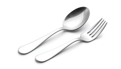 A spoon and fork on a white background